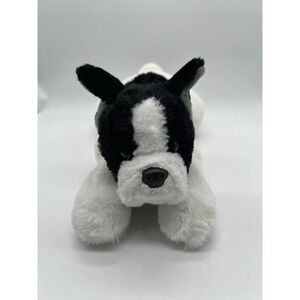 FAO Schwarz French Bulldog Plush Black White Stuffed Animal Dog Toy